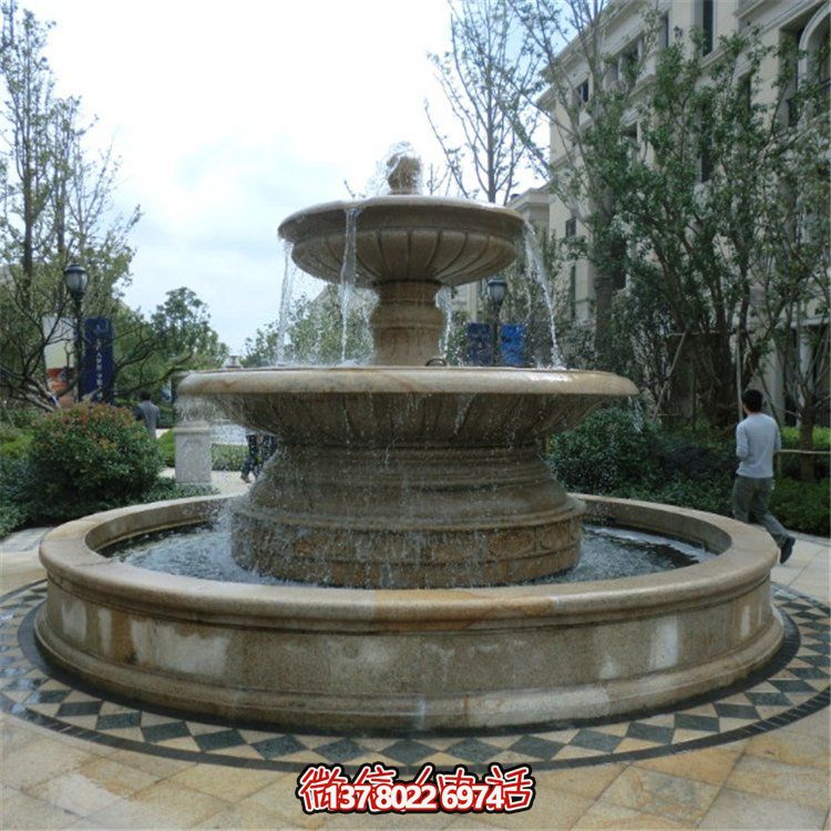 歐式雙層大理石流水噴泉，為小區(qū)增添高貴氣質
