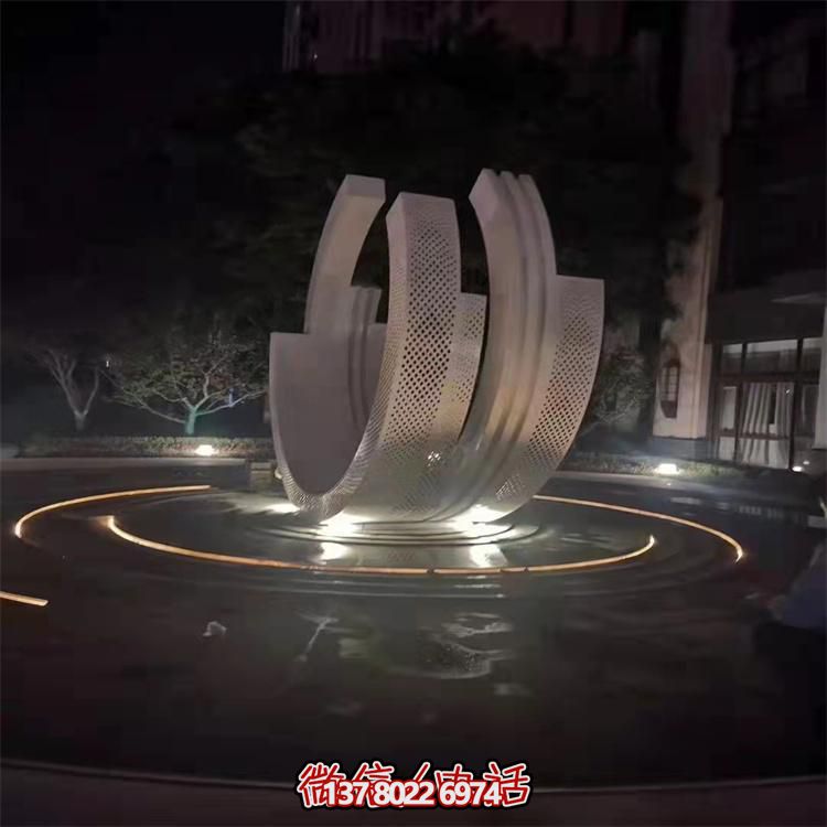 不銹鋼噴泉雕塑裝飾擺件，點(diǎn)綴售樓小區(qū)的美麗