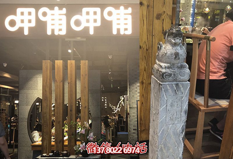 馬柱雕塑，為飯店室內(nèi)裝飾添彩
