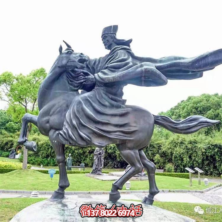 古典仿銅騎馬雕塑，玻璃鋼創(chuàng)意廣場裝飾