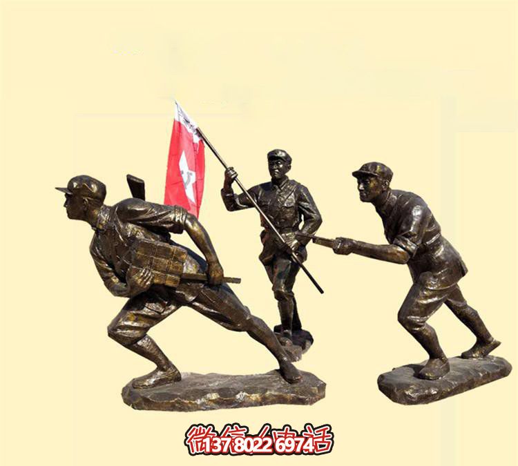 玻璃鋼八路軍雕塑，創(chuàng)意奔跑廣場(chǎng)裝飾
